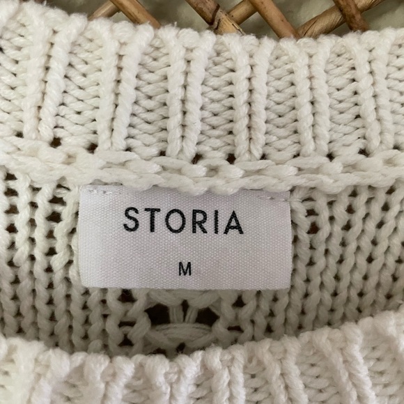 STORIA Anthropologie Allover Bow Sweater Cropped Ribbon Bow Coquette Sz M - Picture 3 of 10